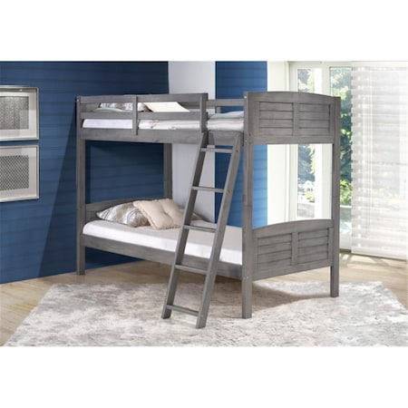 Fixturesfirst PD-2010TTAG Twin over Twin Louver Bunk Bed in Antique Grey FI678431